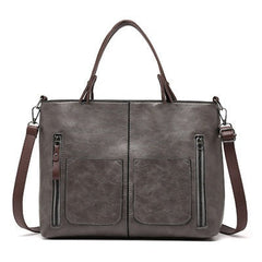 Women's PU Leather Shoulder Bag - Elegant Organizer - Grijs