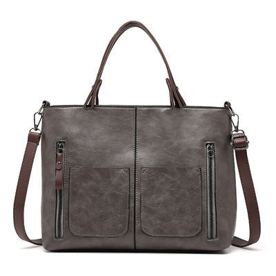 Women's PU Leather Shoulder Bag - Elegant Organizer - Grijs