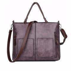 Women's PU Leather Shoulder Bag - Elegant Organizer - Purple