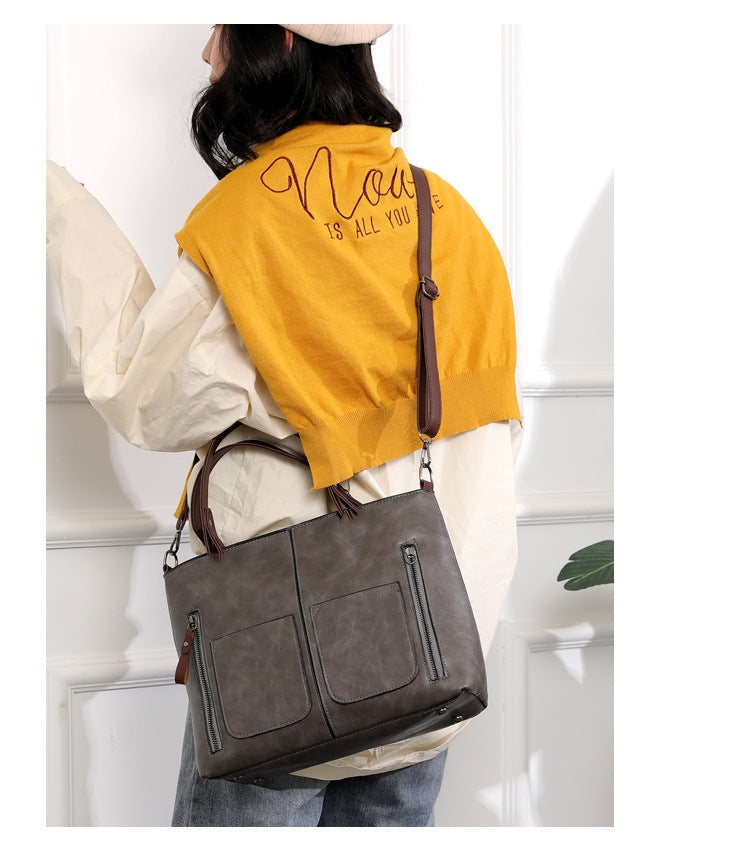 Women's PU Leather Shoulder Bag - Elegant Organizer