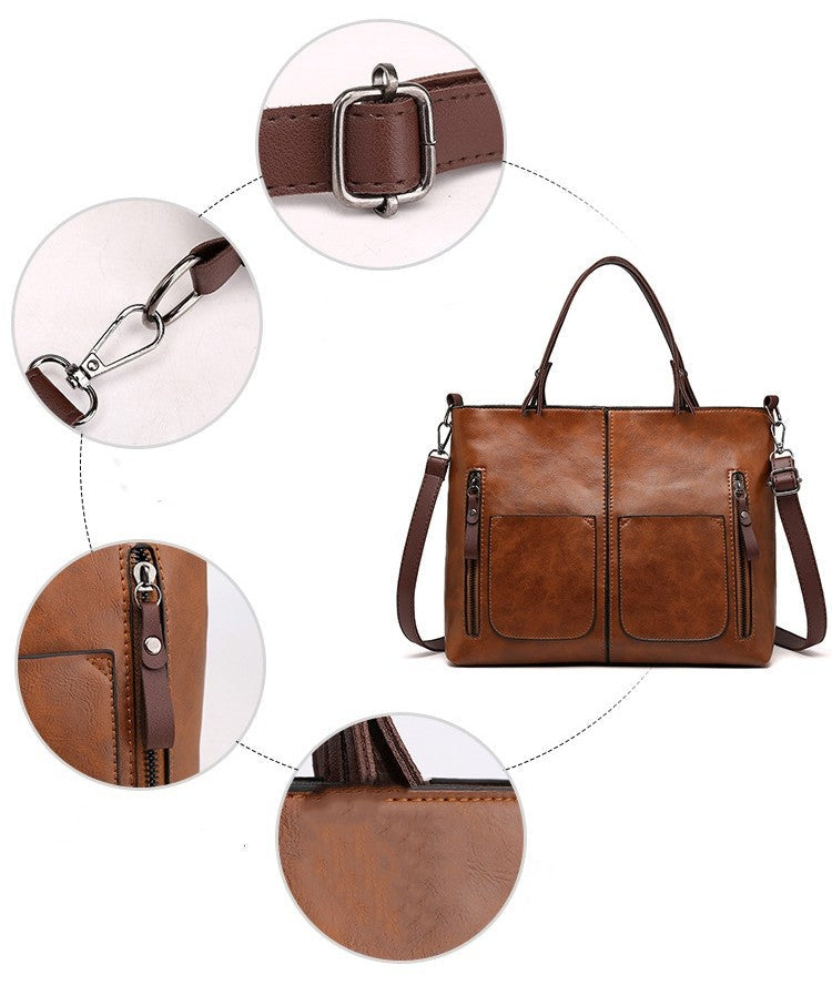 Women's PU Leather Shoulder Bag - Elegant Organizer