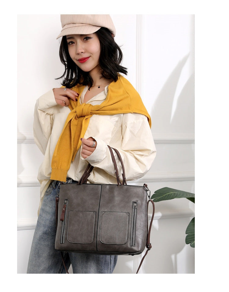 Women's PU Leather Shoulder Bag - Elegant Organizer