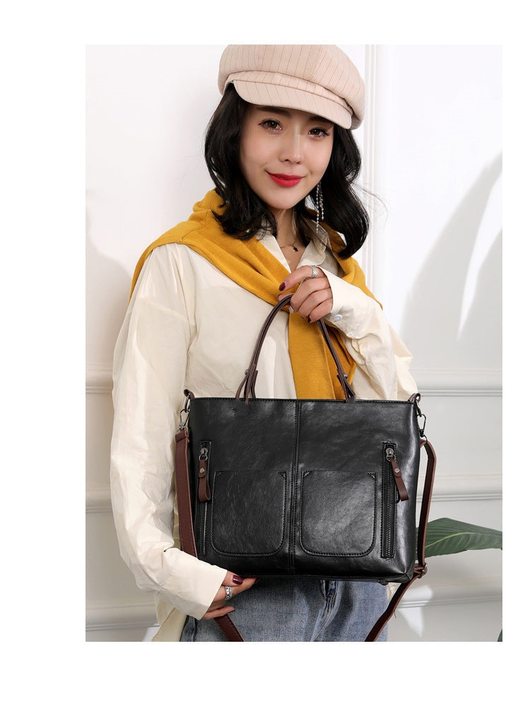 Women's PU Leather Shoulder Bag - Elegant Organizer