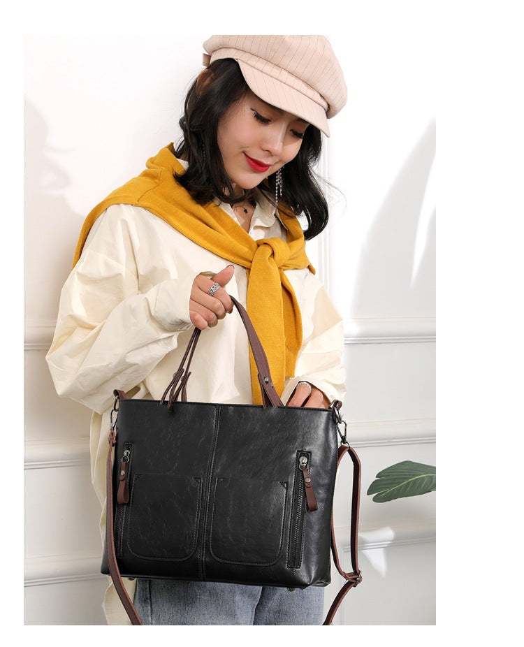 Women's PU Leather Shoulder Bag - Elegant Organizer