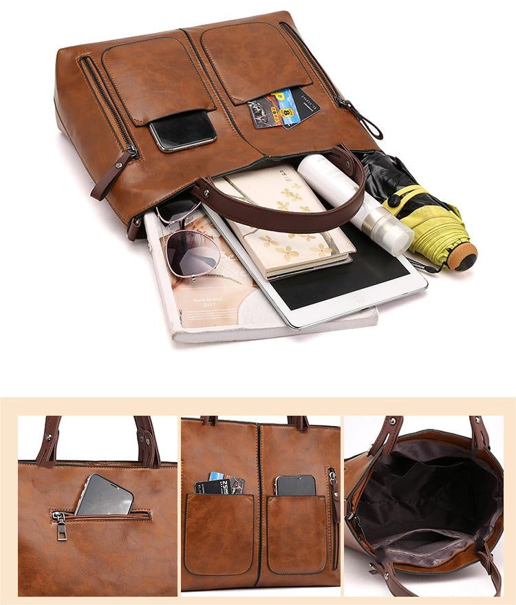 Women's PU Leather Shoulder Bag - Elegant Organizer
