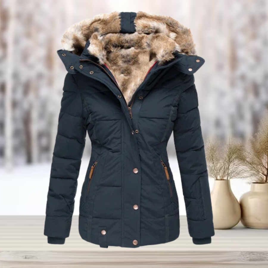 Women's Puffer Jacket | Tailored | Hooded | Winter - Navy