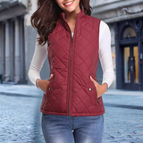Women's Quilted Bodywarmer | Diamond Pattern | Lightweight | Autumn - Burgundy