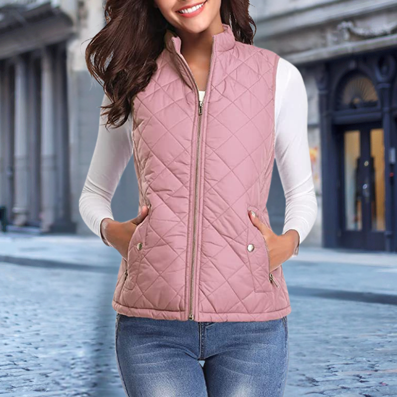 Women's Quilted Bodywarmer | Diamond Pattern | Lightweight | Autumn - Pink