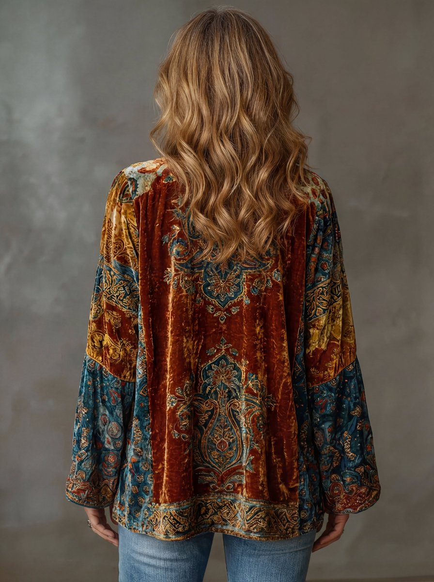 Women's Quilted Boho Jacket - Vintage Kimono Cardigan | Autumn