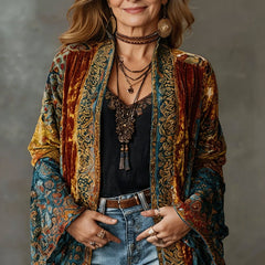 Women's Quilted Boho Jacket - Vintage Kimono Cardigan | Autumn
