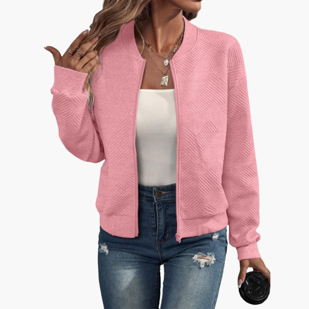 Women's Quilted Bomber | Zip Front | Classic Fit | Autumn - Pink