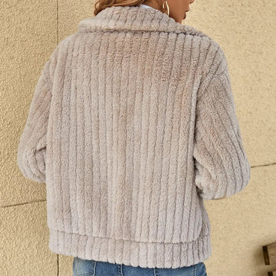 Women's Quilted Fleece Jacket - Relaxed Zip-Up Coat | Autumn