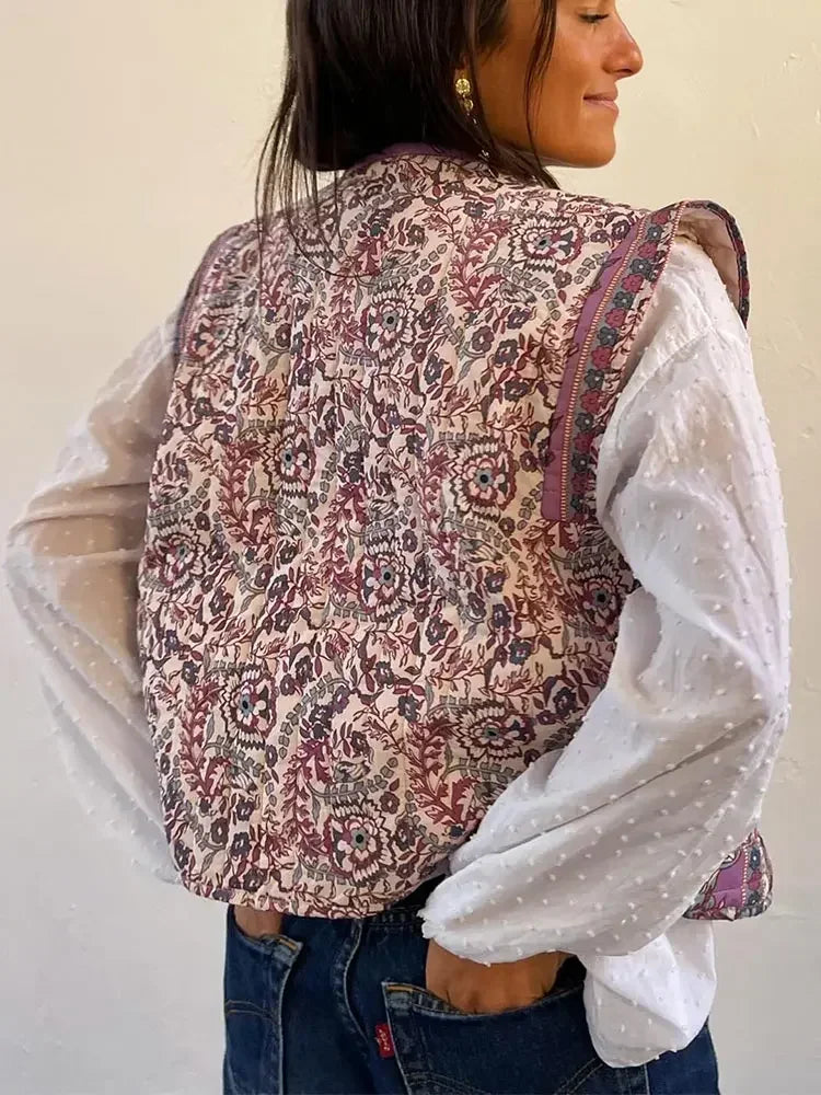 Women's Quilted Gilet | Floral Print | Boho | Autumn