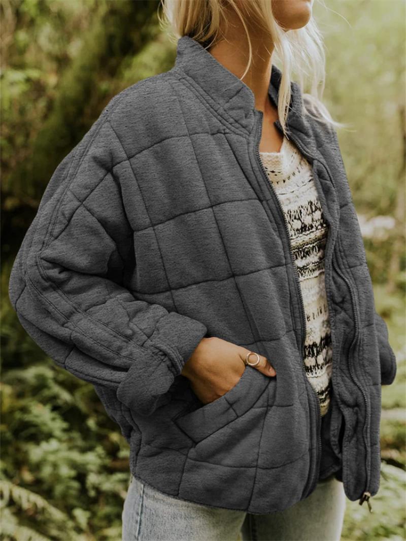 Women's Quilted Jacket | Oversized | Fall - Charcoal