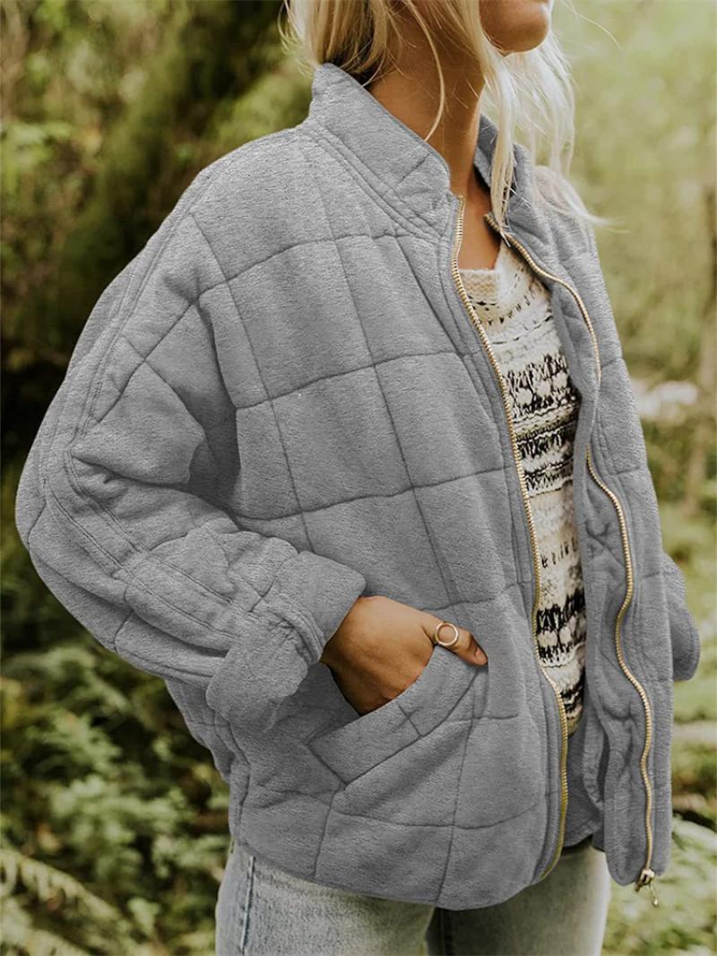 Women's Quilted Jacket | Oversized | Fall - Grey