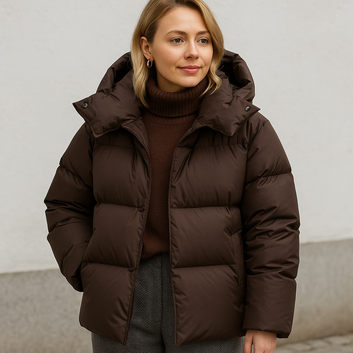 Women's Quilted Jacket | Oversized Comfort | Winter - Brown