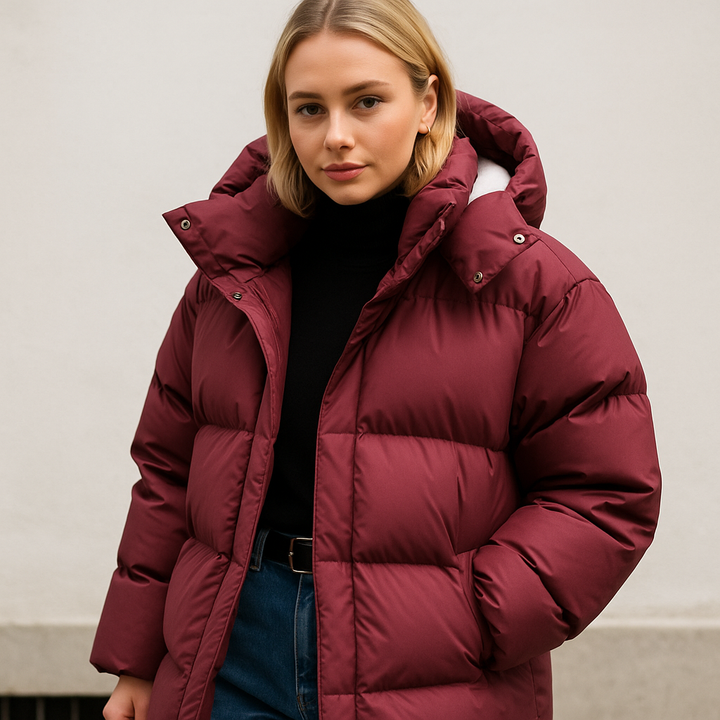 Women's Quilted Jacket | Oversized Comfort | Winter - Wine