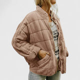 Women's Quilted Jacket - Relaxed Fit Autumn Layer - Beige