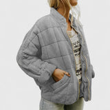 Women's Quilted Jacket - Relaxed Fit Autumn Layer - Gray