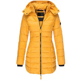 Women's Quilted Puffer Jacket | Removable Hood | Warm | Winter - Yellow