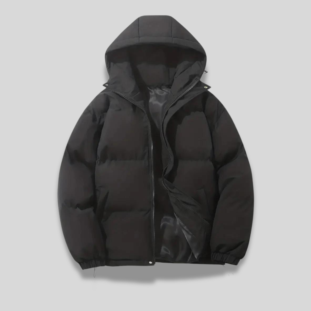 Women's Quilted Winter Jacket | Removable Hood | Warm - Black