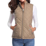 Women's Quilted Zip-Up Puffer Vest Stand Collar | Autumn - Light Mocha