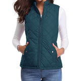 Women's Quilted Zip-Up Puffer Vest Stand Collar | Autumn - Ocean Blue