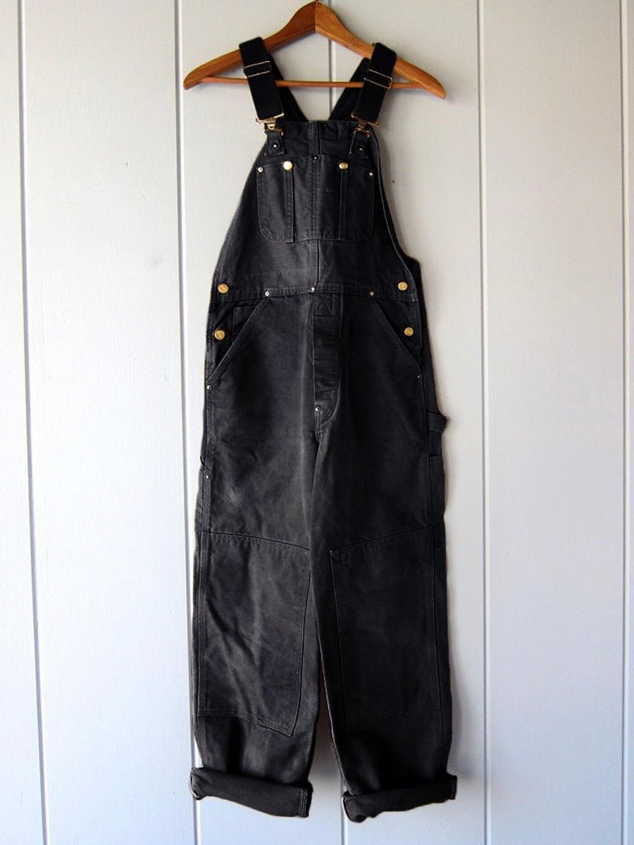 Women's Relaxed-Fit Bib Overall with Adjustable Straps - Cotton - Black