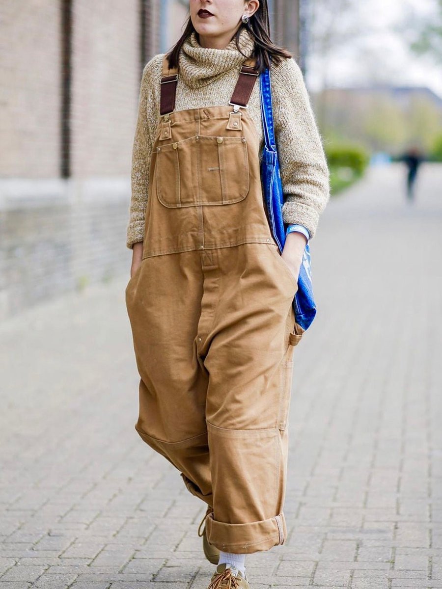 Women's Relaxed-Fit Bib Overall with Adjustable Straps - Cotton
