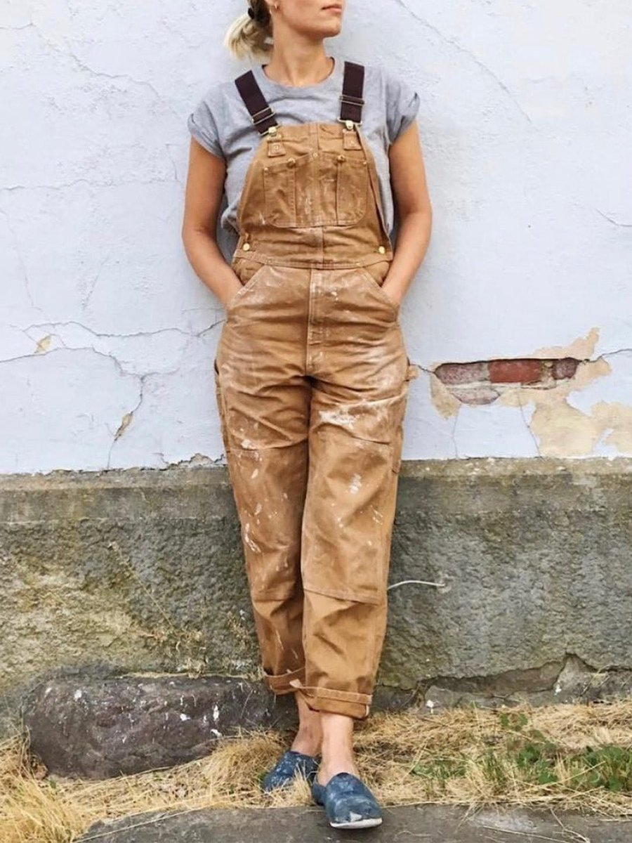 Women's Relaxed-Fit Bib Overall with Adjustable Straps - Cotton