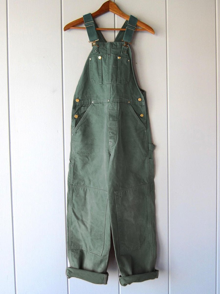 Women's Relaxed-Fit Bib Overall with Adjustable Straps - Cotton - Green