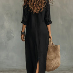 Women's Relaxed-Fit Button-Down Maxi Shirt Dress - Bohemian | Summer
