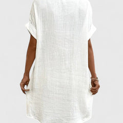 Women's Relaxed-Fit Button-Down Short Sleeve Shirt Dress | Summer