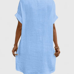 Women's Relaxed-Fit Button-Down Short Sleeve Shirt Dress | Summer