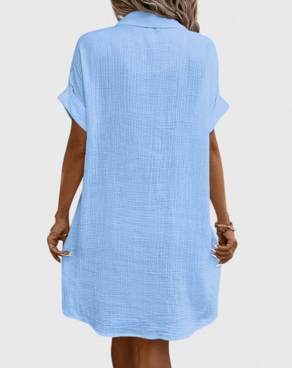 Women's Relaxed-Fit Button-Down Short Sleeve Shirt Dress | Summer