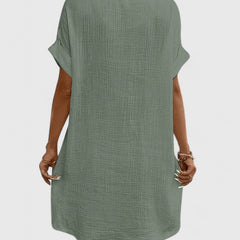 Women's Relaxed-Fit Button-Down Short Sleeve Shirt Dress | Summer