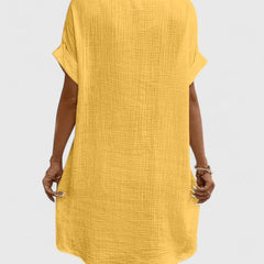 Women's Relaxed-Fit Button-Down Short Sleeve Shirt Dress | Summer