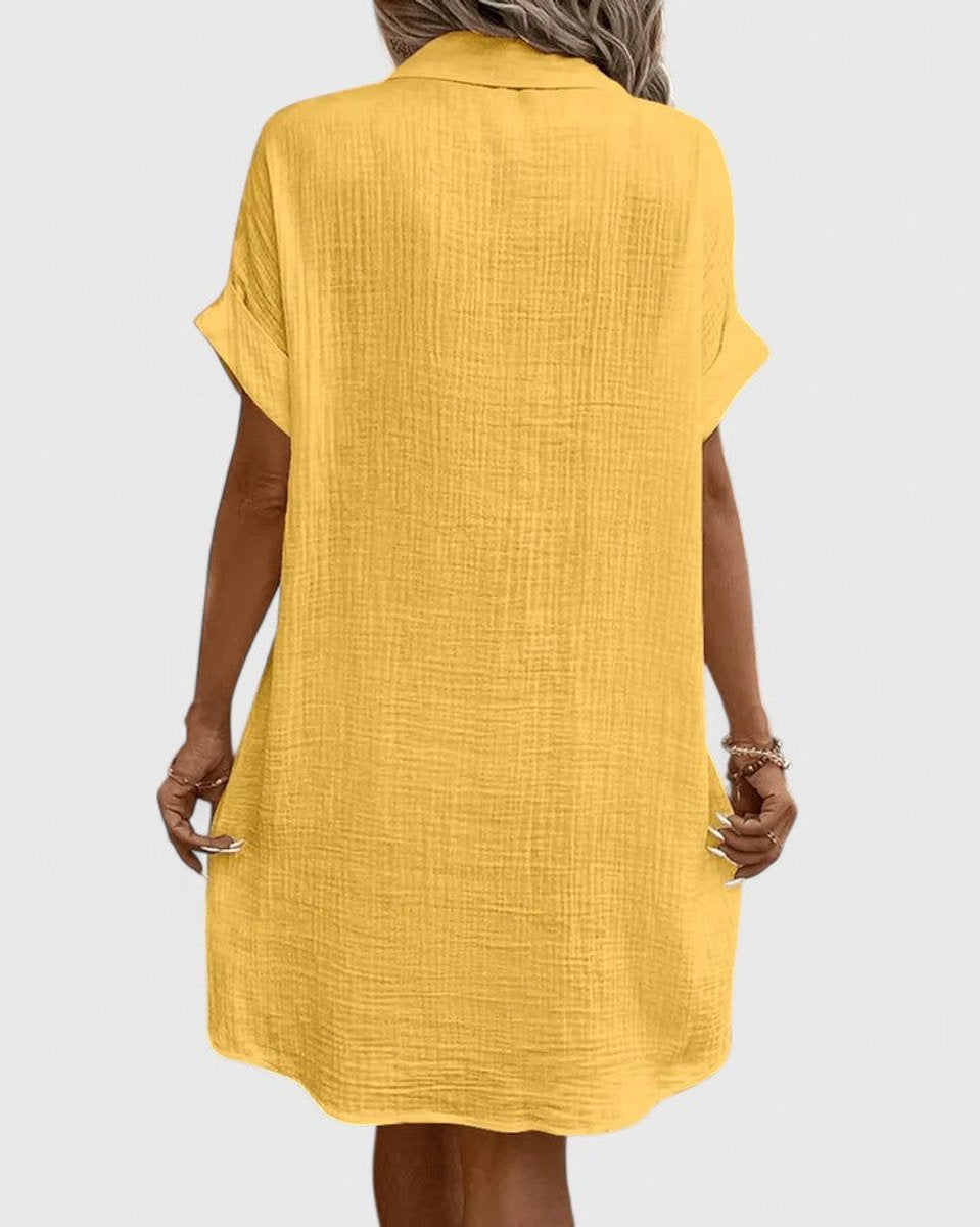 Women's Relaxed-Fit Button-Down Short Sleeve Shirt Dress | Summer