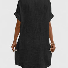 Women's Relaxed-Fit Button-Down Short Sleeve Shirt Dress | Summer
