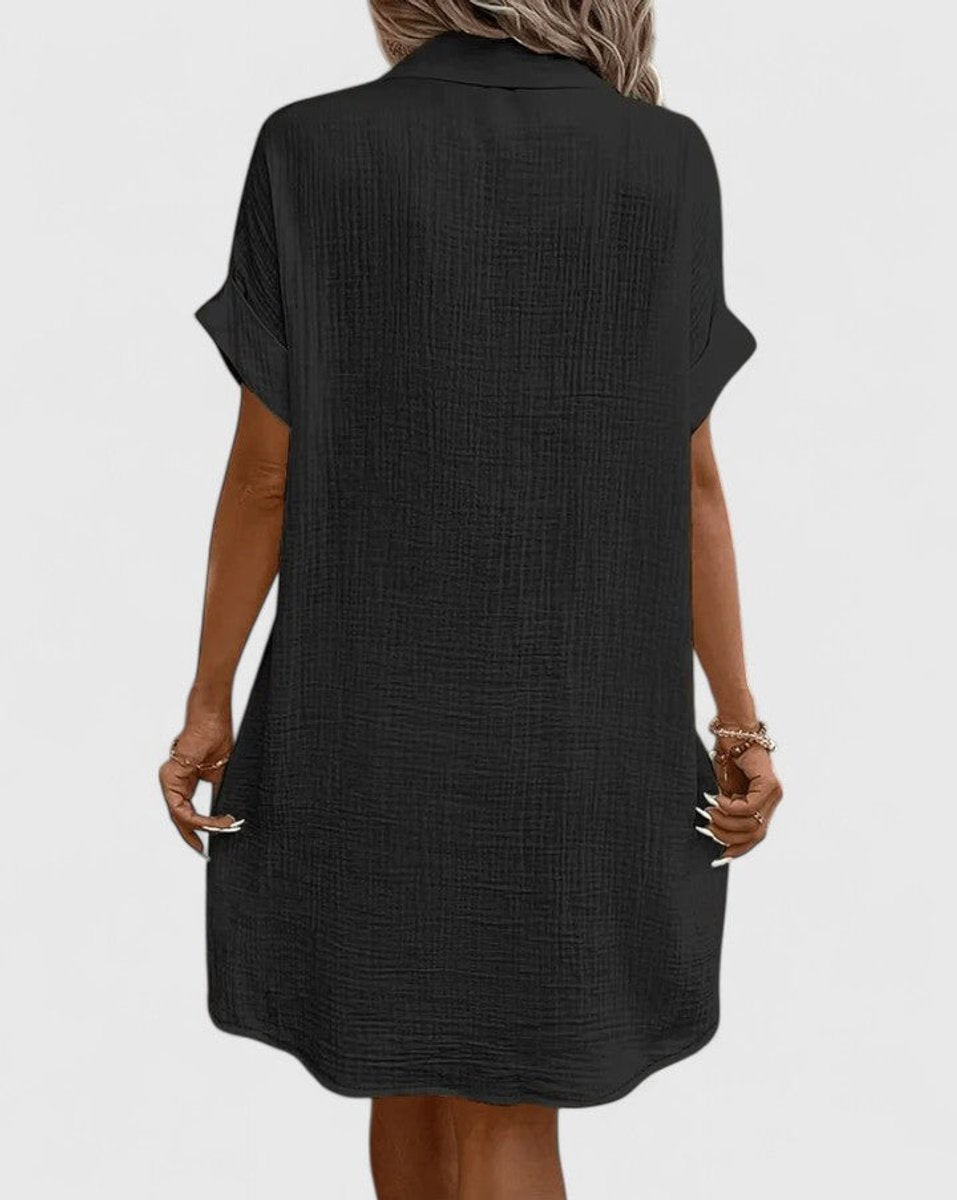 Women's Relaxed-Fit Button-Down Short Sleeve Shirt Dress | Summer