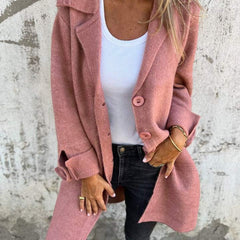 Women's Relaxed-Fit Lapel Coat - Longline Button-Front | Autumn