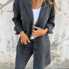 Women's Relaxed-Fit Lapel Coat - Longline Button-Front | Autumn