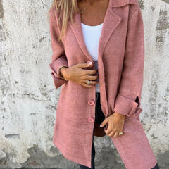 Women's Relaxed-Fit Lapel Coat - Longline Button-Front | Autumn