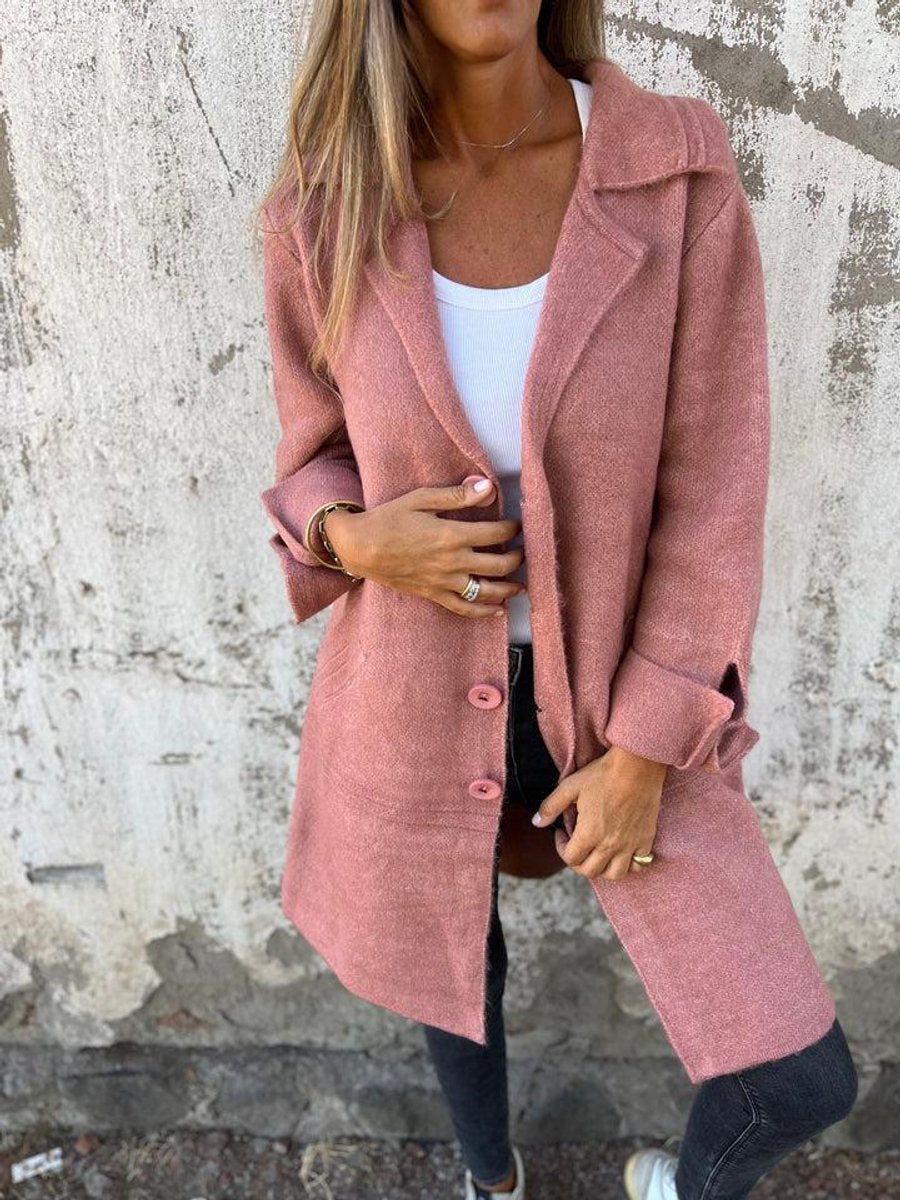 Women's Relaxed-Fit Lapel Coat - Longline Button-Front | Autumn