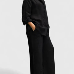 Women's Relaxed Fit Lounge Set - Comfortable Everyday Style | Spring - Black