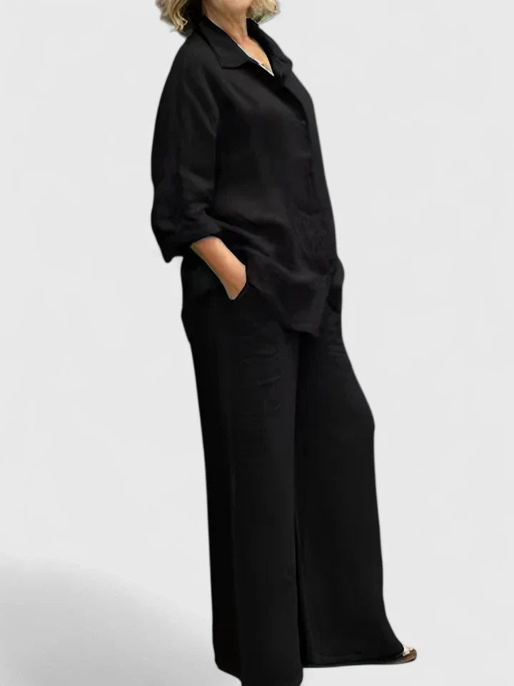 Women's Relaxed Fit Lounge Set - Comfortable Everyday Style | Spring - Black