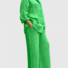 Women's Relaxed Fit Lounge Set - Comfortable Everyday Style | Spring - Deep Green