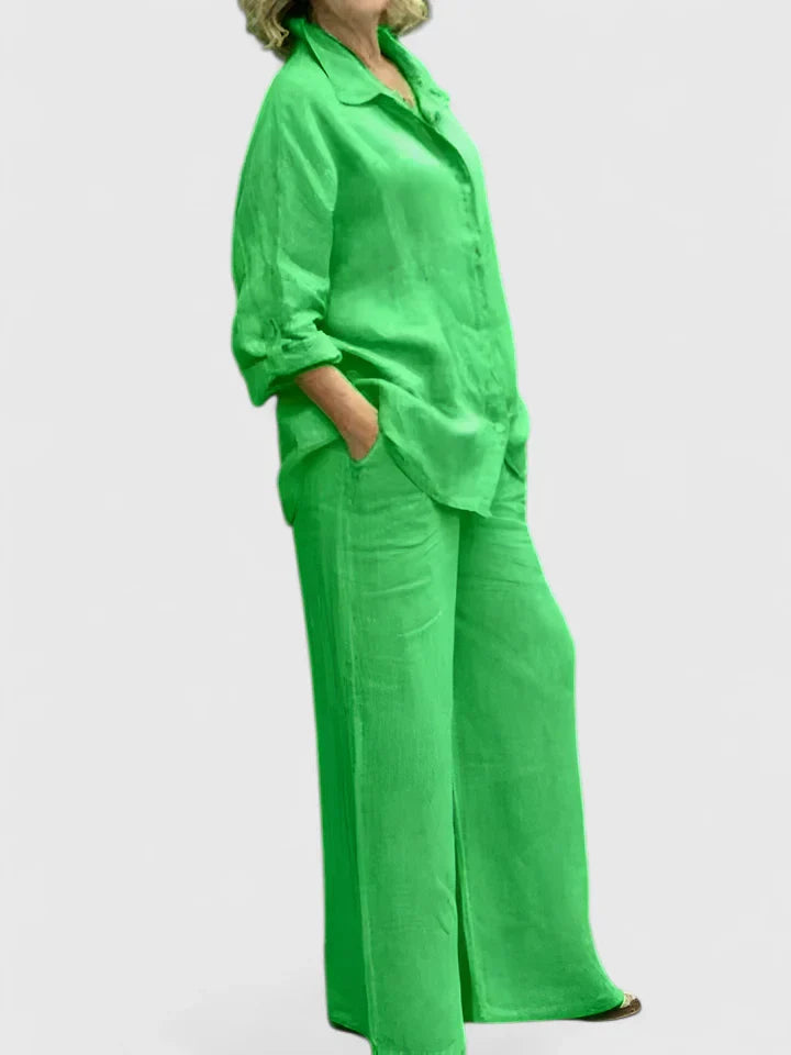 Women's Relaxed Fit Lounge Set - Comfortable Everyday Style | Spring - Deep Green