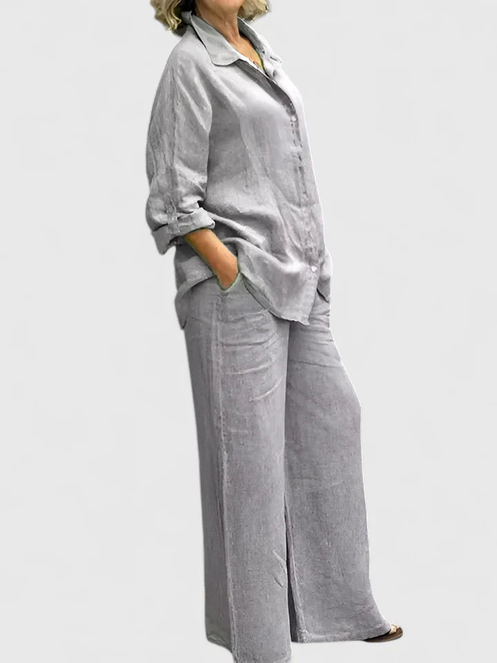 Women's Relaxed Fit Lounge Set - Comfortable Everyday Style | Spring - Gray