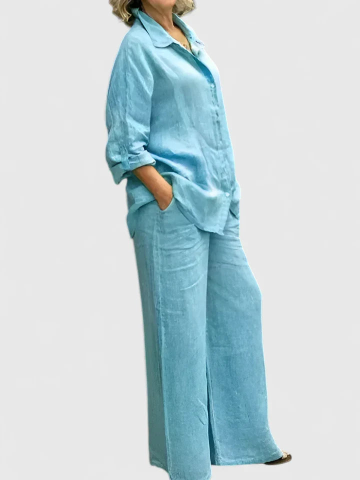 Women's Relaxed Fit Lounge Set - Comfortable Everyday Style | Spring - Lake Blue